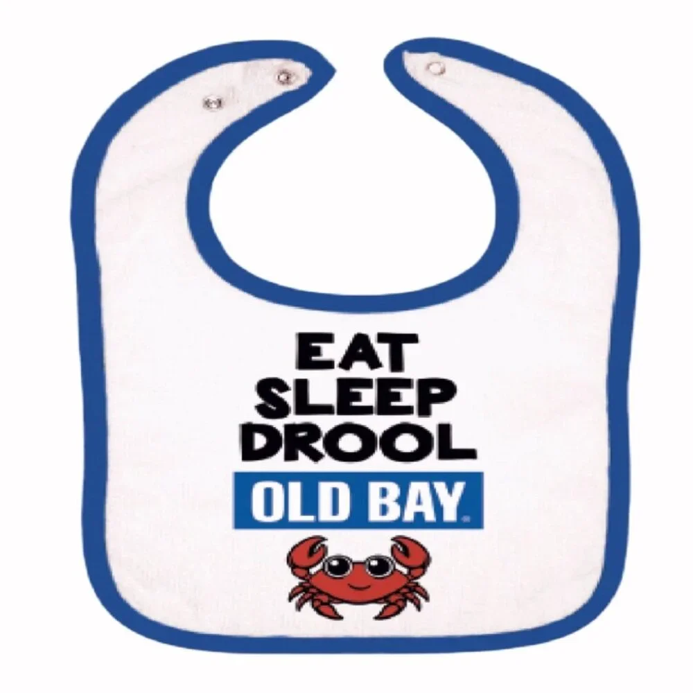 Old Bay Eat Sleep Drool Baby Bib NEW Fast Ship
